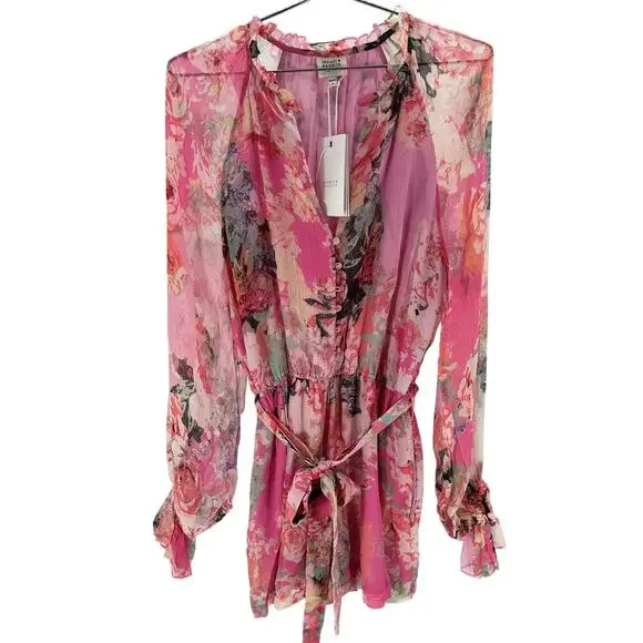 Hemant and Nandita Pink Floral Romper - Picture 2 of 5